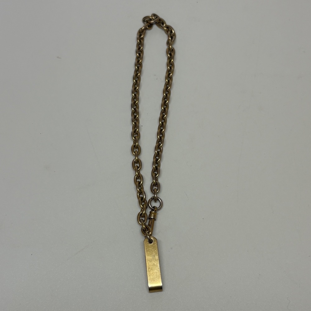 Antique Gold Tone Cable Link Pocket Watch Chain with Belt Hook Fob 8 Inch